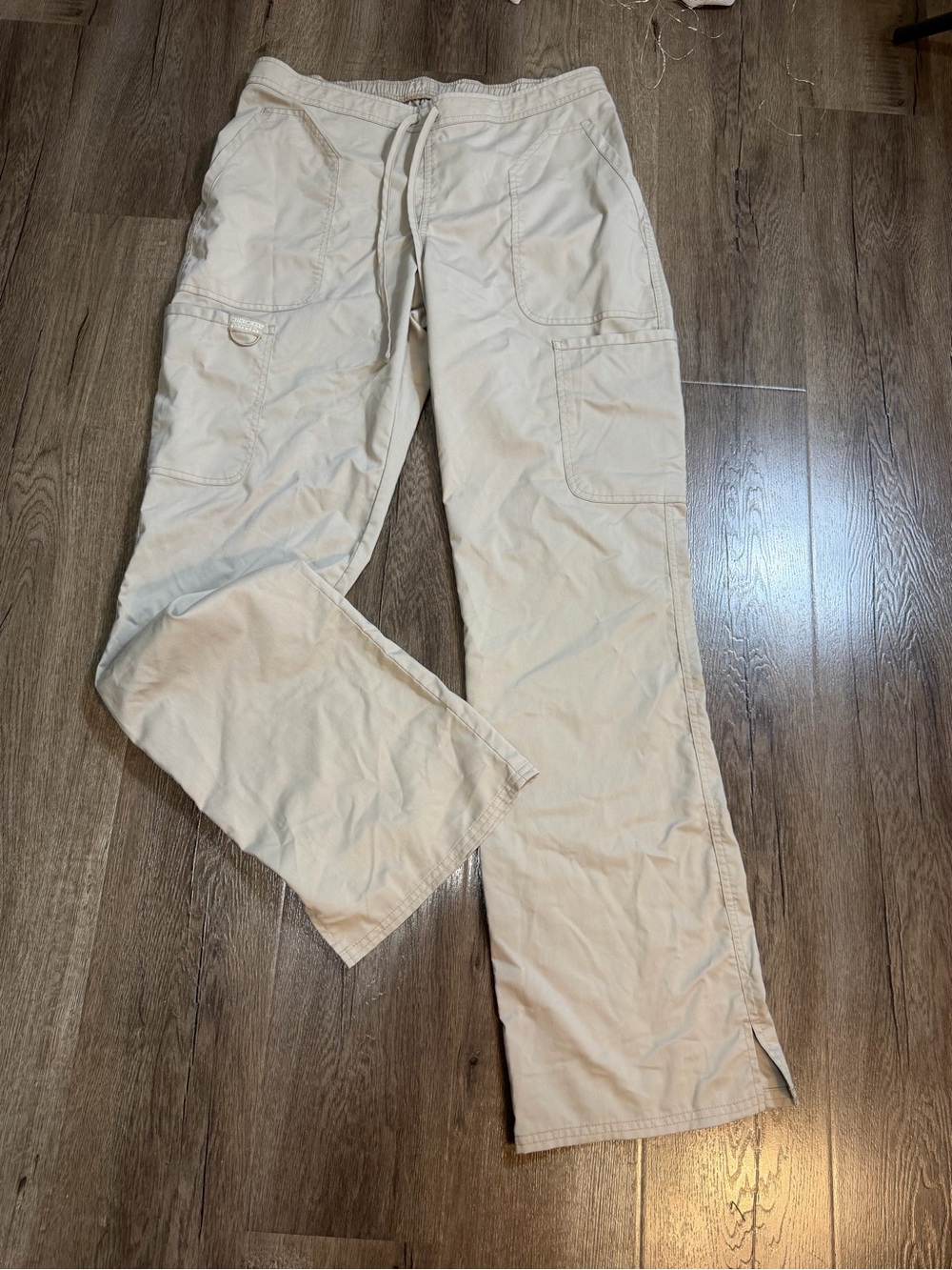 Men's Casual Drawstring Cargo Pants in Light Beige